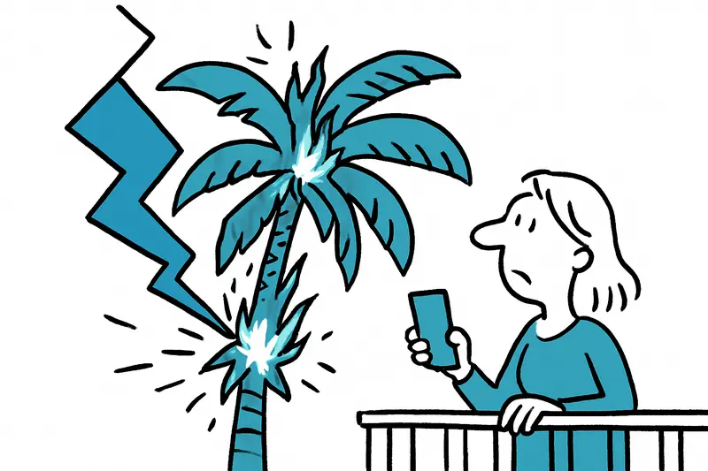 Blitz trifft Palme auf Ibiza: Sind wir für Herbststürme wirklich gewappnet?