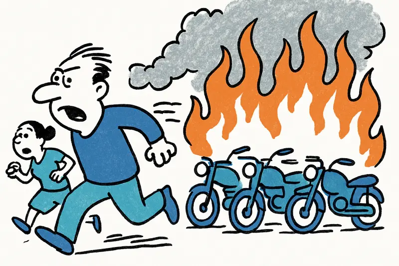 Feuer am Ballermann: Vier Motorräder in Flammen – Anwohner fliehen vor Rauch
