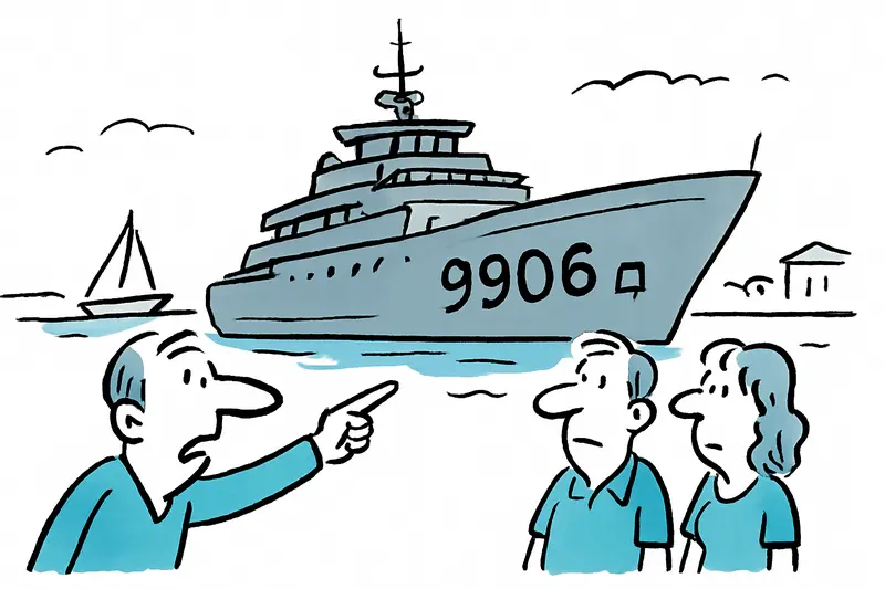 Graue Riesenyacht vor Puerto Portals: Luxusboot oder schattiger Besuch?