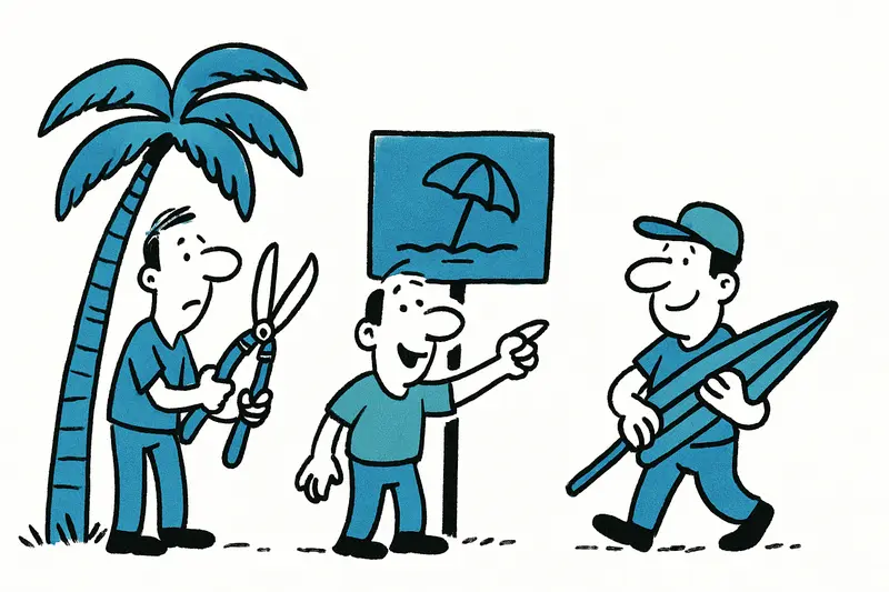 Llucmajor macht Strände startklar: neue Schilder, geschnittene Palmen und Vorarbeit für die Sommersaison