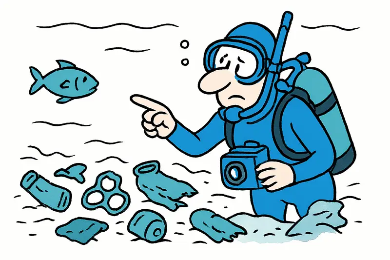 Verschmutzter Meeresboden vor Can Pastilla: Ein Taucher zeigt, was unter der Oberfläche liegt