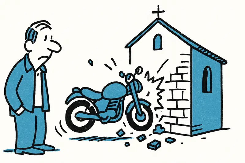 Motorrad prallt in Kirchenmauer von Establiments – Was bleibt vom Unfall?