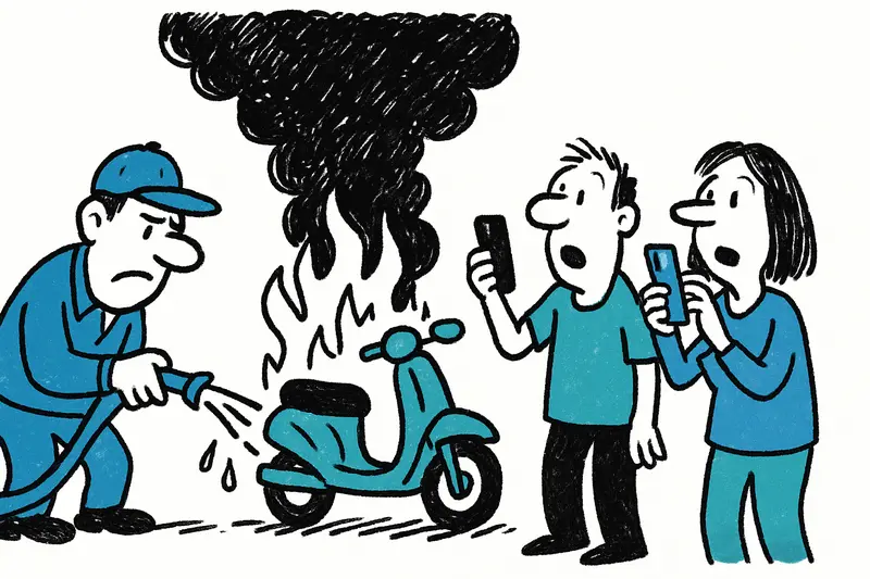 Motorradbrand in Palma: Schwarze Rauchsäule über der Calle Sindicat