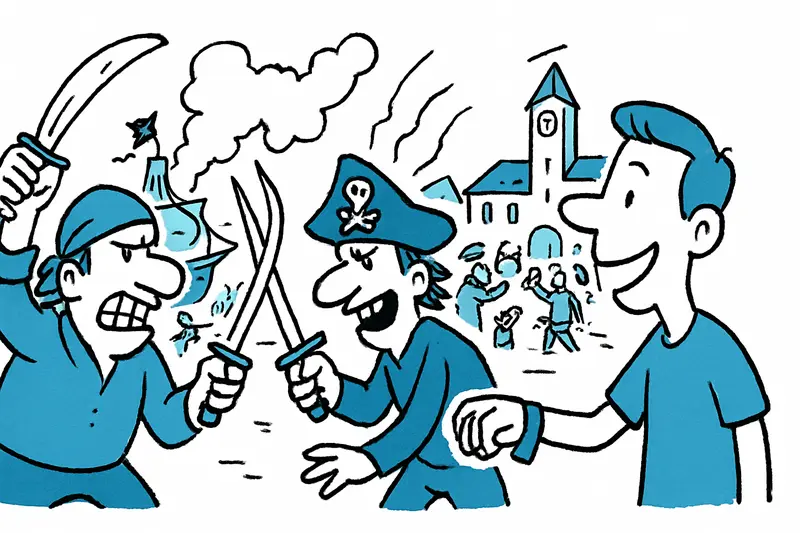 Piratenschlacht in Sóller: Feuer, Rauch und Bändchen am Dorfplatz