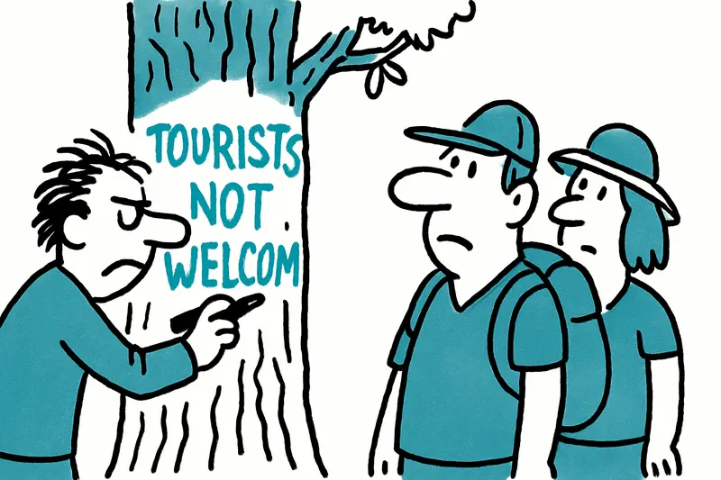 "Tourists not welcome" an Palmas La Rambla: Wenn Bäume zur Bühne von Protesten werden