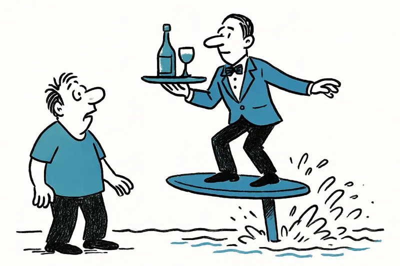 VIP-Butler auf dem E-Foil: Wie ein Plakat Palma zum Schmunzeln bringt